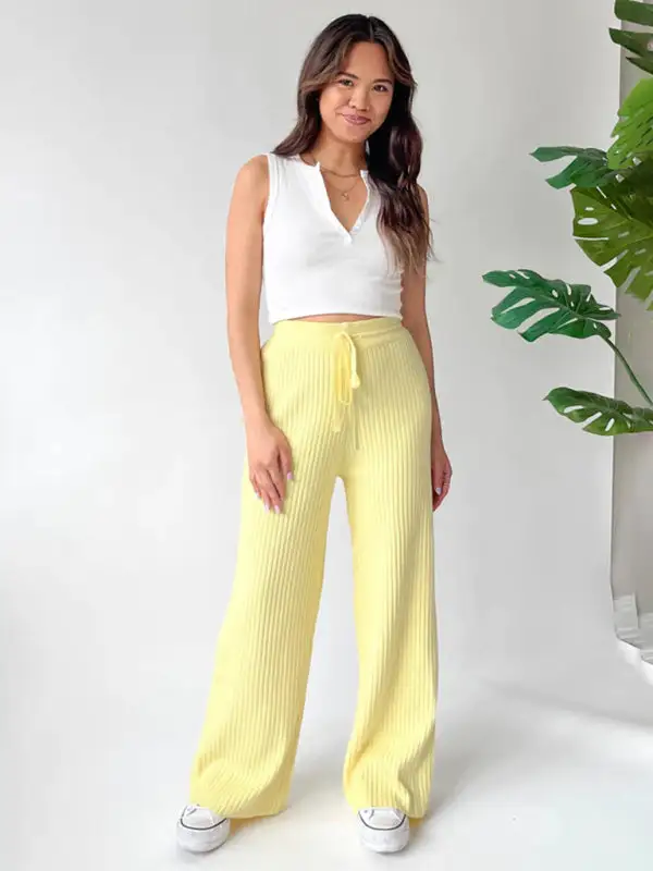 Drawstring Loose Lace Straight Trousers Pants