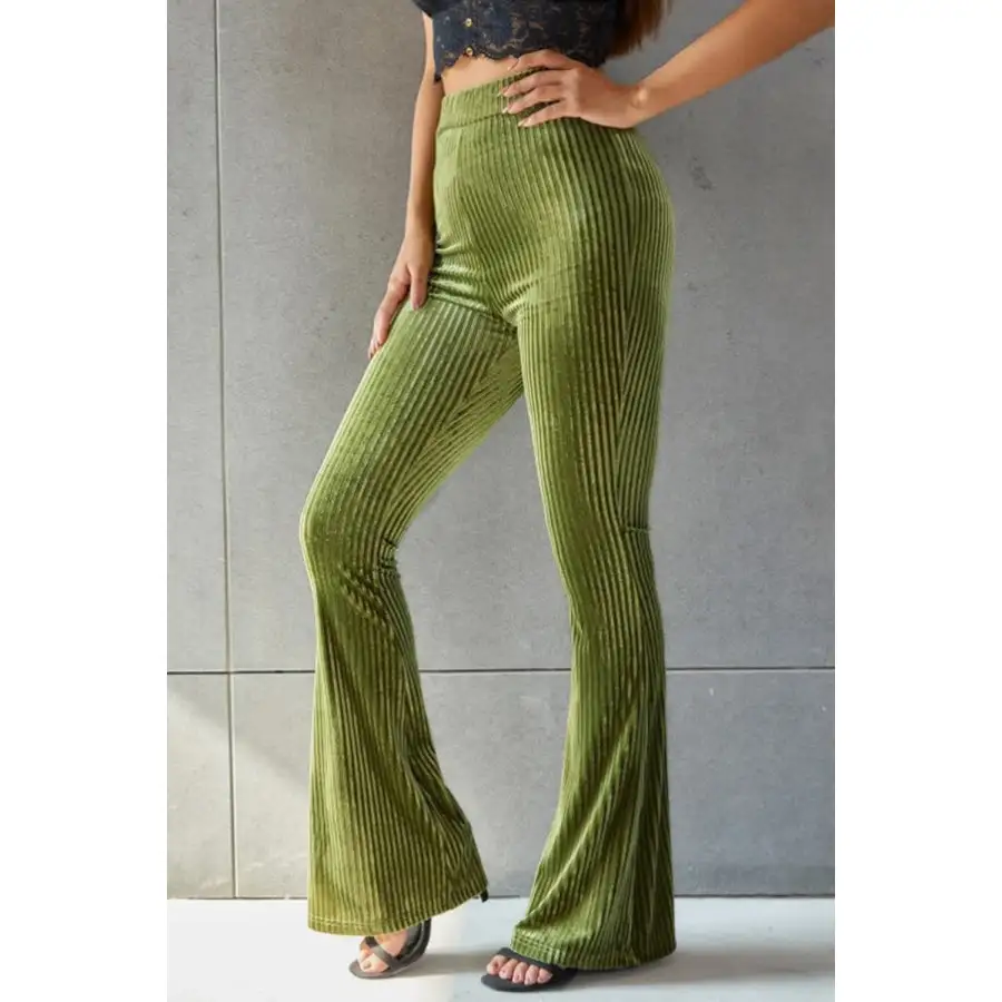 Ribbed High Waist Flare Pants