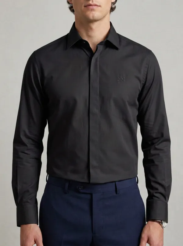 Men's Sage Green Minimalist Crown Logo Non-Iron Cotton Shirt