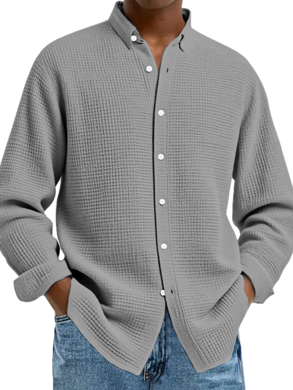 Textured Knit Button Front Shirt