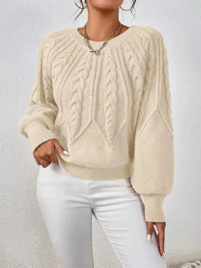 Essential Long Sleeve Cable Knit Sweater