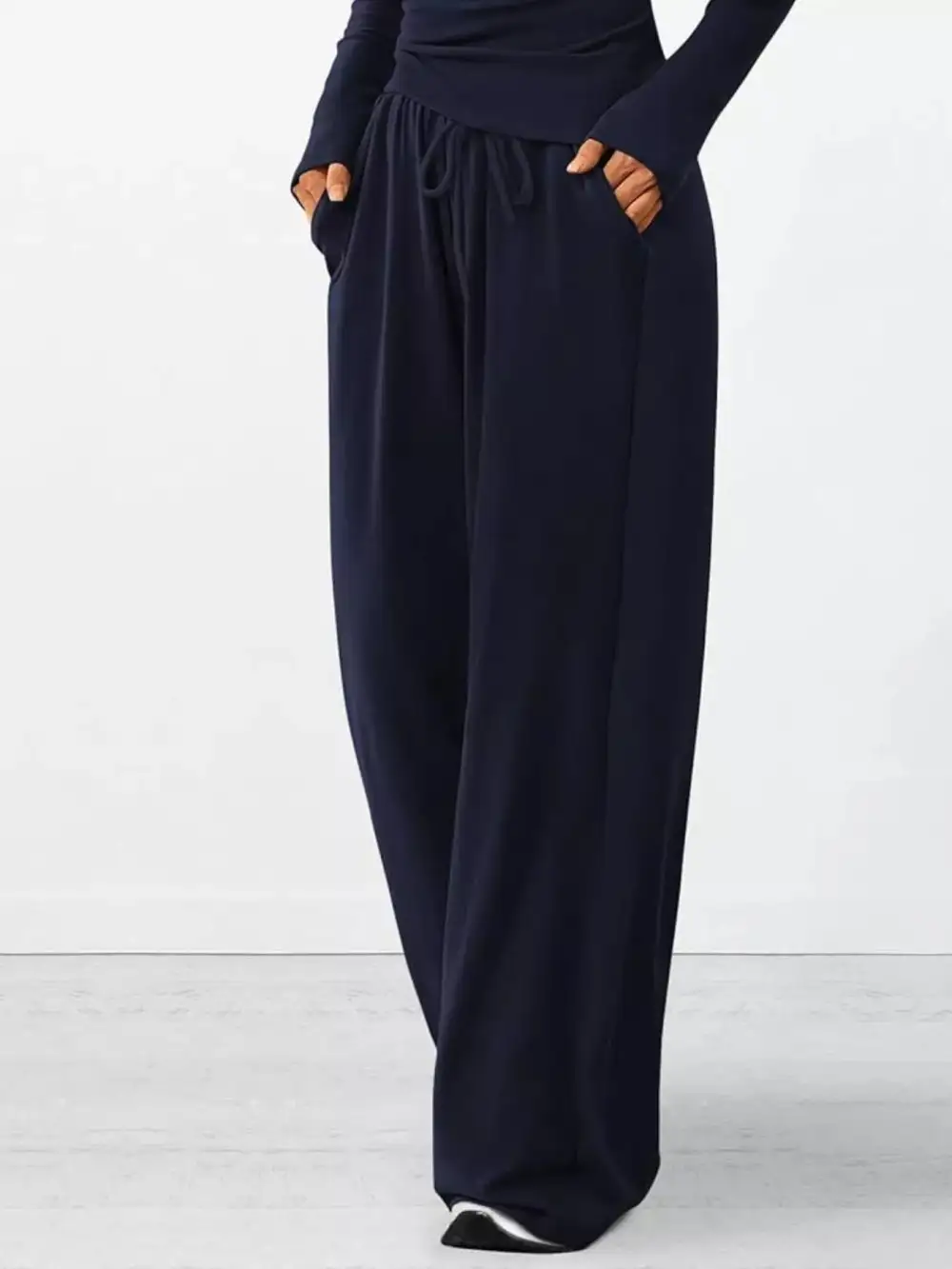 Relaxed Long Sleeve Top and Wide Leg Pants Set