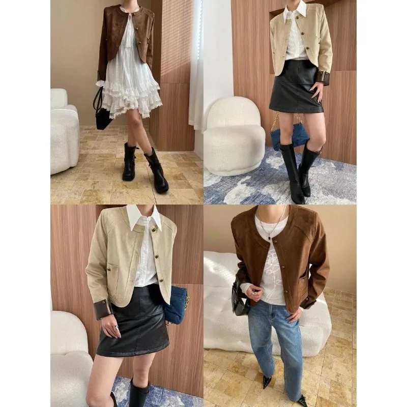 Suede Fleece Casual Outerwear Jacket