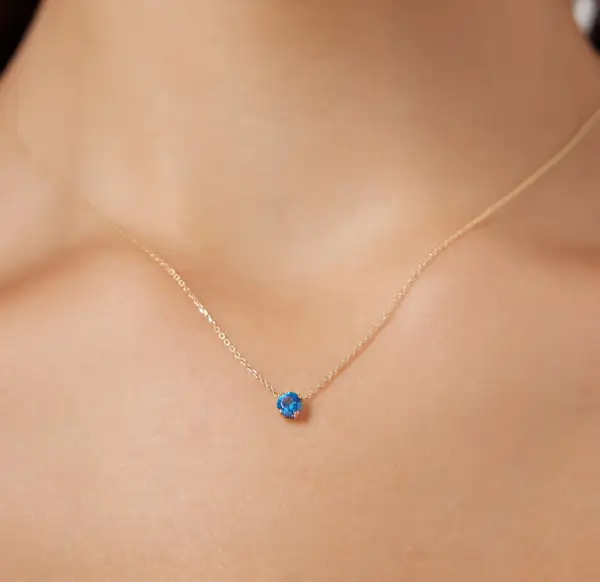 Dainty Prong Set Solitaire Sapphire Necklace