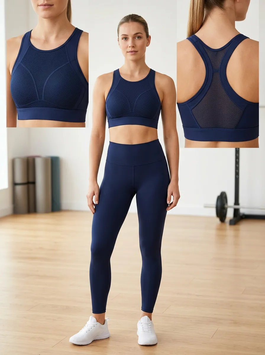 Women's Mesh Detail Racerback Yoga Tank Style Bra