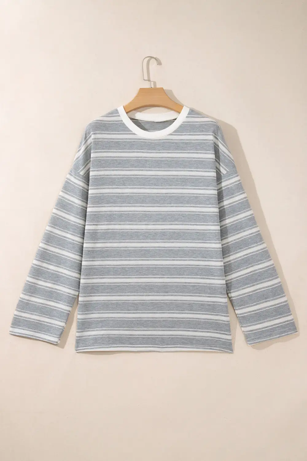 Women's Striped Round Neck Long Sleeve Tunic Top