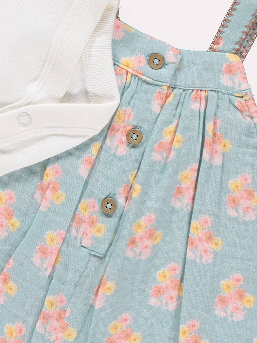 Sage Green Floral Dungarees and Bodysuit Outfit detail 1