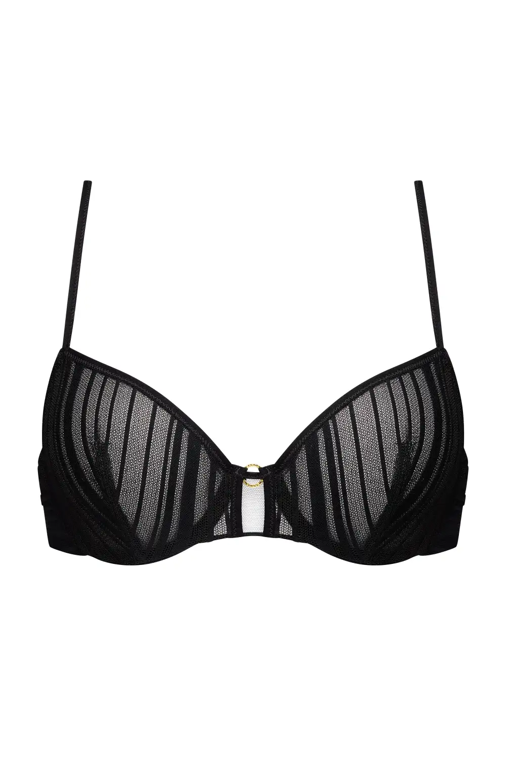 Women's Full Coverage Underwire Unpadded Lined Cup Stripe Detail Sheer Detail Bra