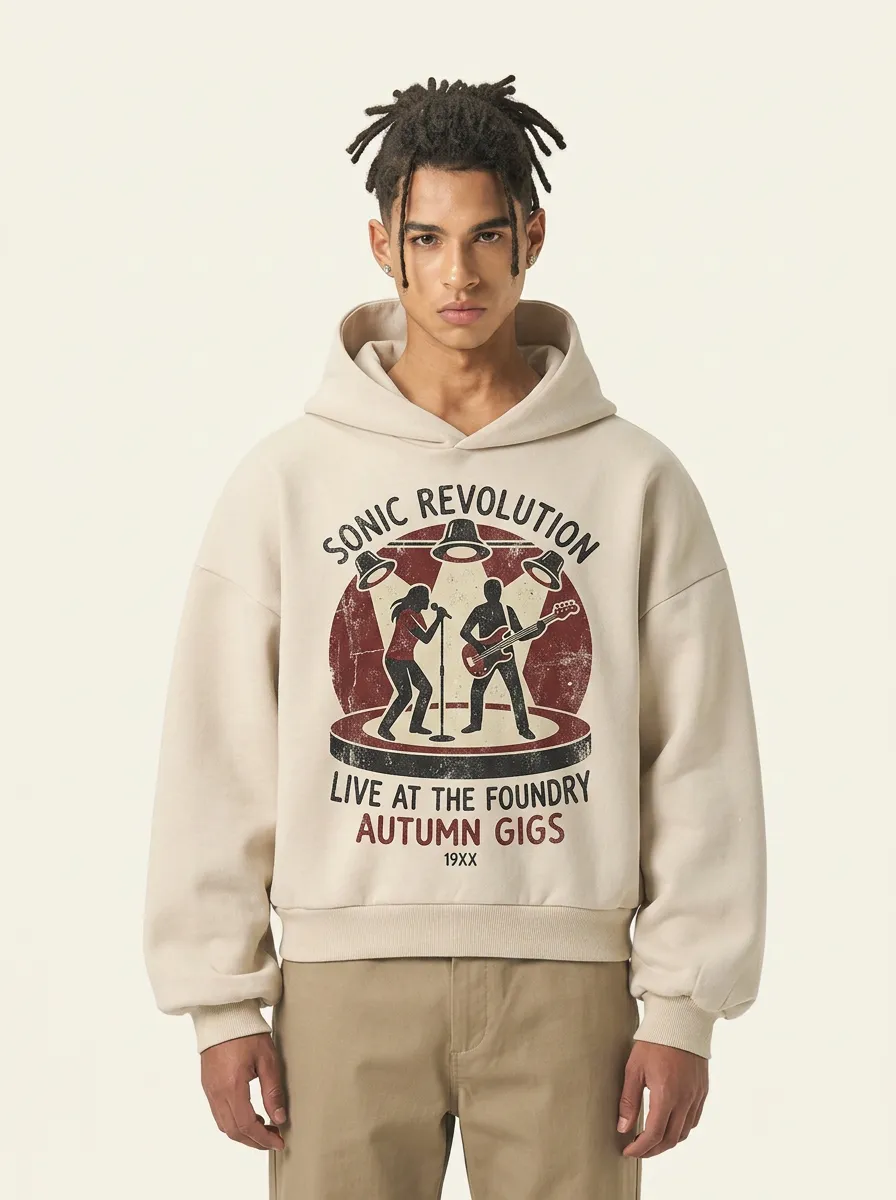 Men's Rock Band Sonic Revolution Stage Printed Hoodie