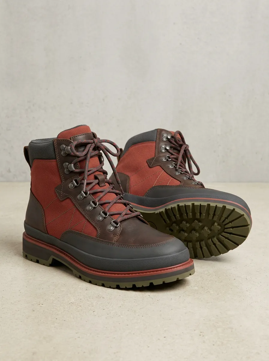 Unisex Outdoor Hiking Leather Print Work Boots