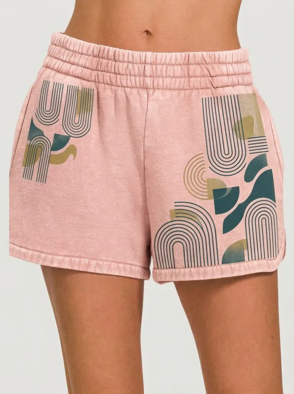 Women's Boho Abstract Geometric Arches Graphic Shorts
