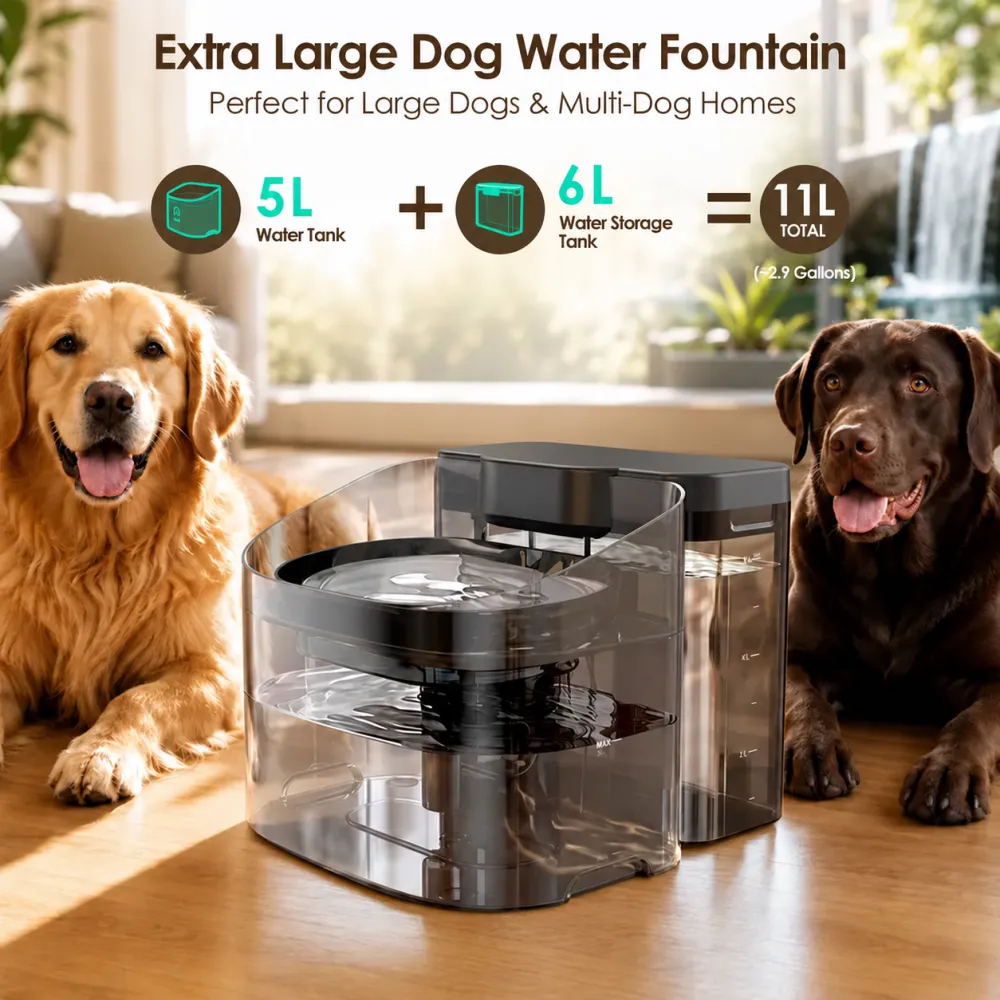 11L Large Dog Water Fountain with Reserve Tank