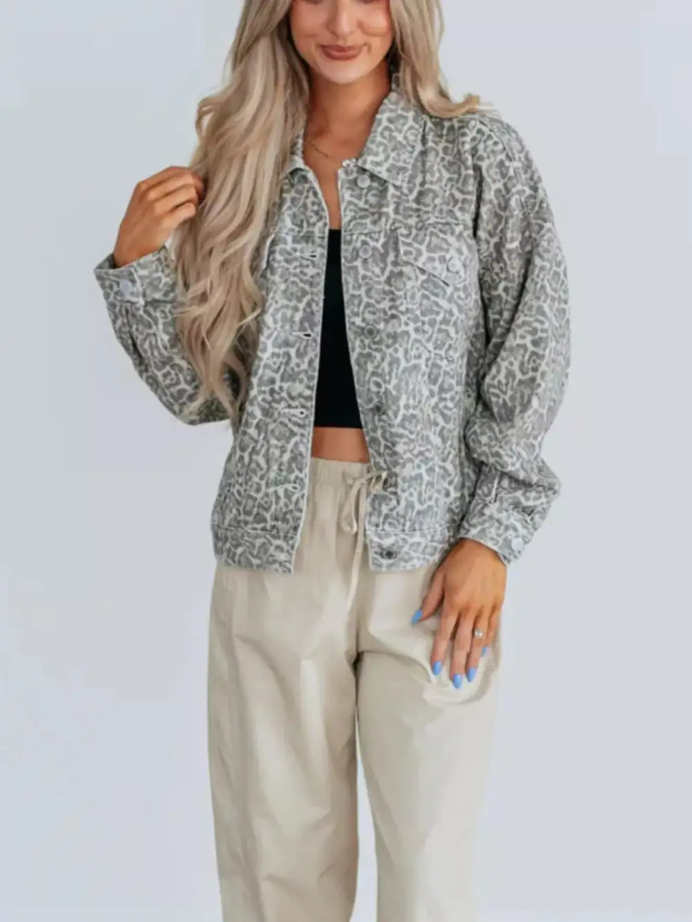 Leopard Button Up Jacket