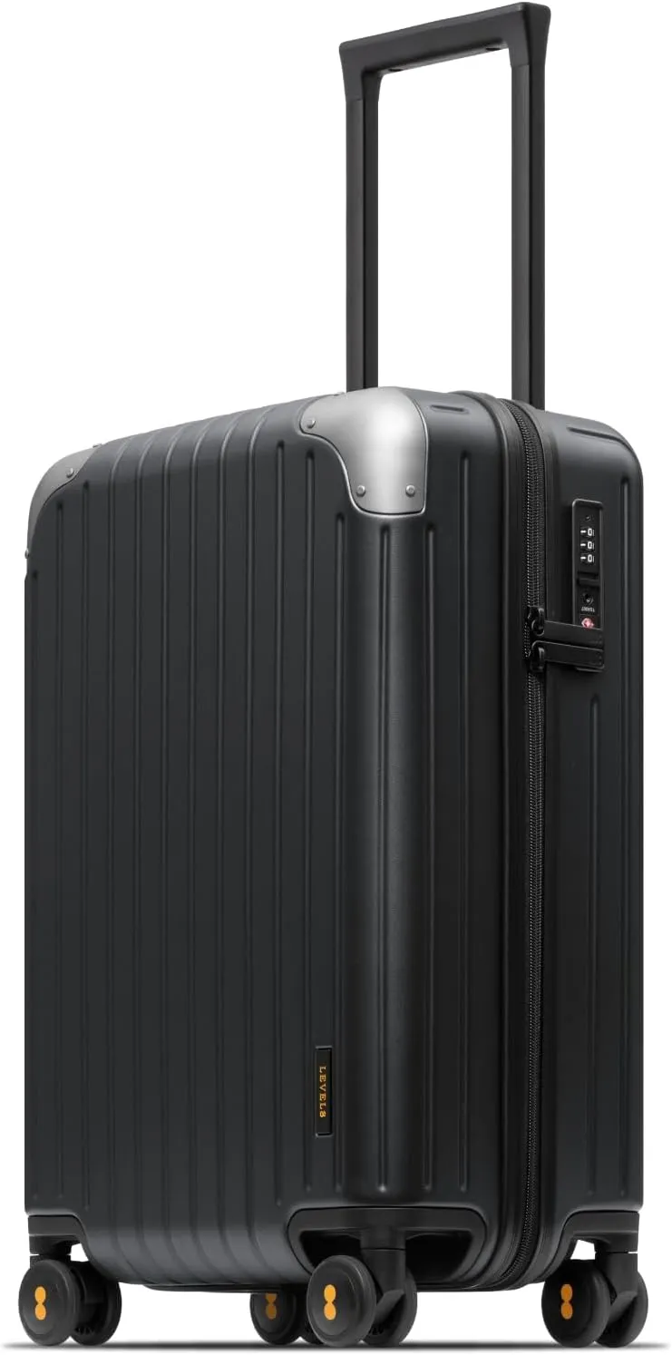LEVEL8 Carry on Luggage Airline Approved Expandable Hardside Suitcase Black