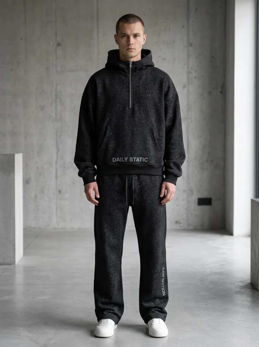Hoodie Quarter-Zip Jogger Men's Two-Piece Tracksuit