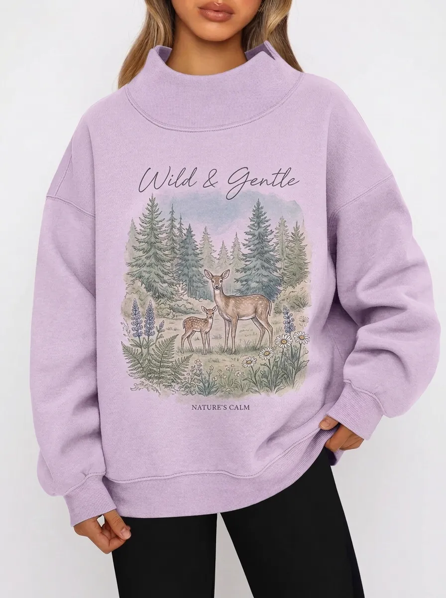 Women's Nature Deer Forest Wild & Gentle Graphic Sweatshirt