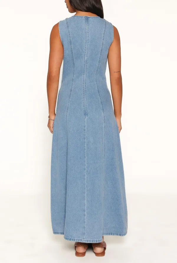 Denim A-Line Maxi Dress