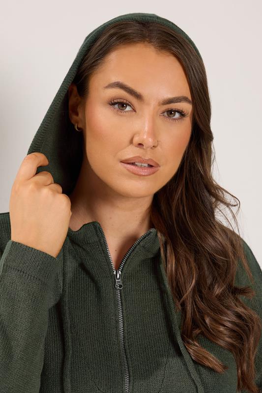 Khaki Green Knitted Hoodie detail 3