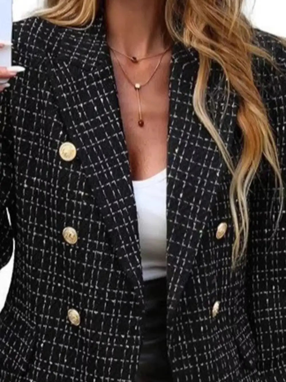 Double Breasted Lapel Collar Blazer