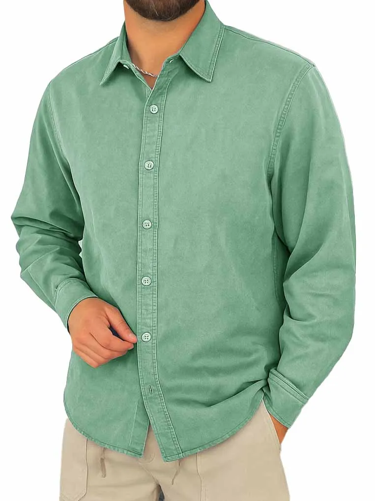 Comfort Fit Long Sleeve Camp Collar Shirt