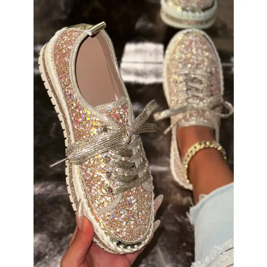 Classic Lace Up Round Toe Platform Sneakers Shoes
