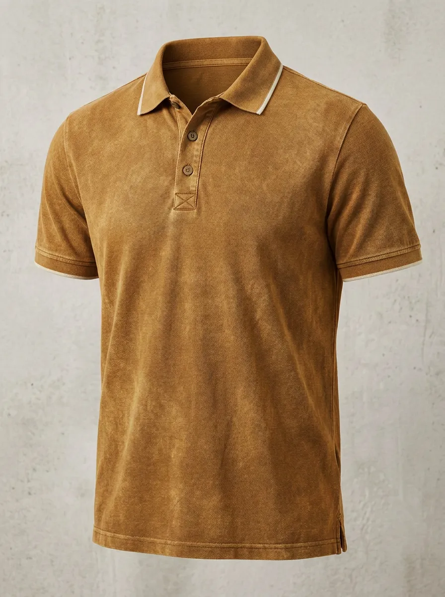 Contrast-Trim Vintage-Inspired Men's Polo Shirt