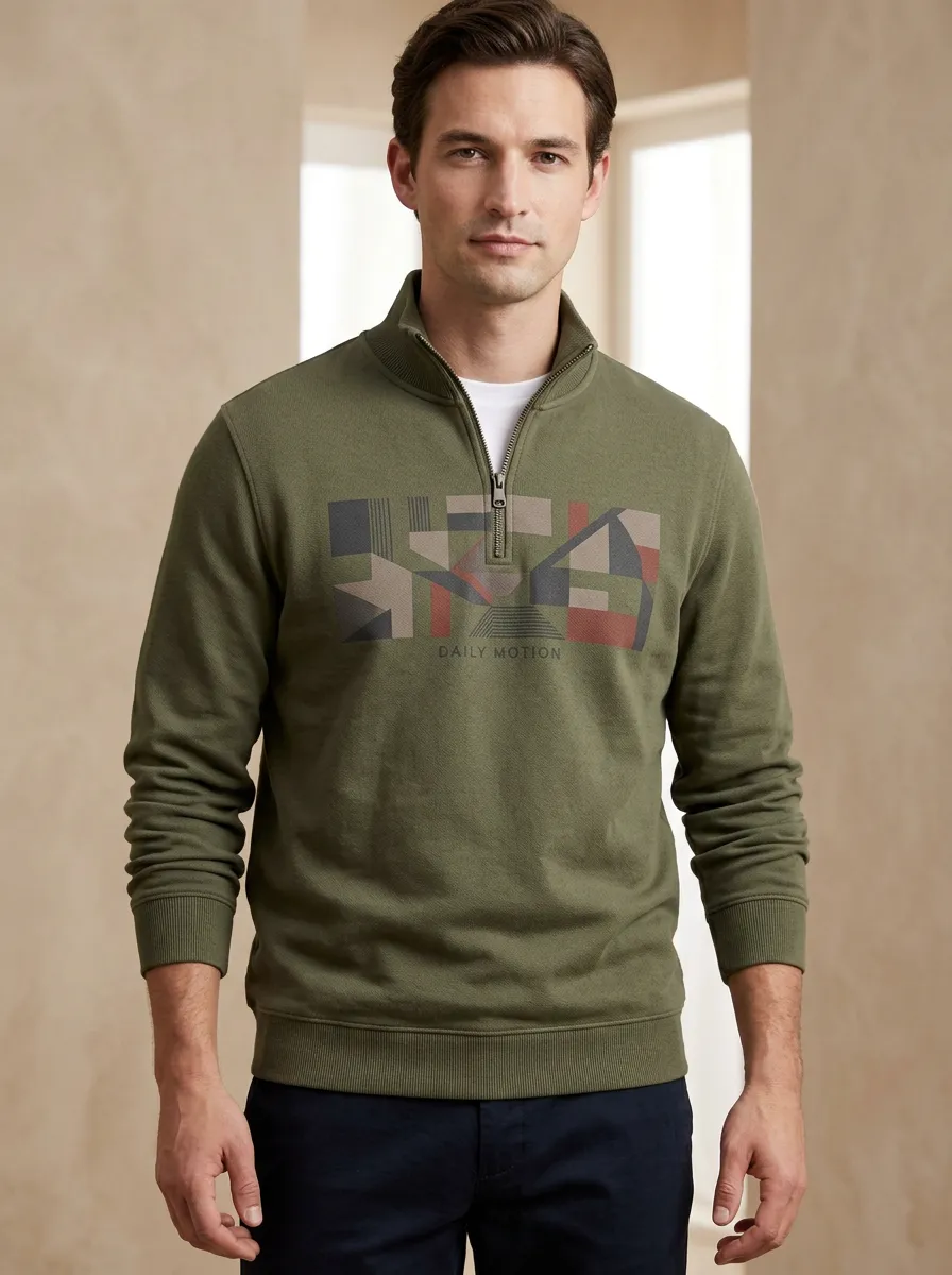 Clean-Line Half-Zip Geometric Men's Half-Zip Sweatshirt