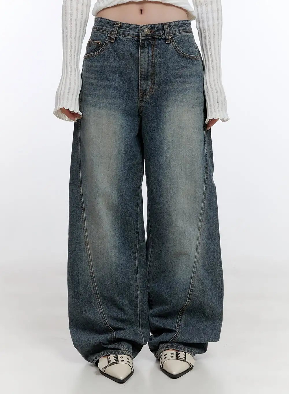 Stitched Denim Baggy Jeans