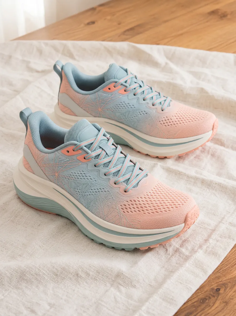 Women's Pastel Gradient Geometric Printed Running Shoes
