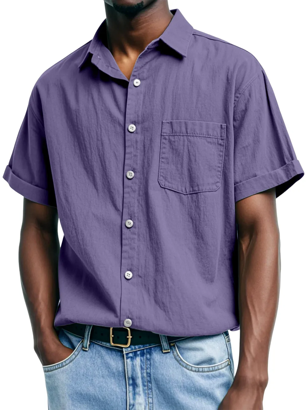 Short Sleeve Open Collar Shirt