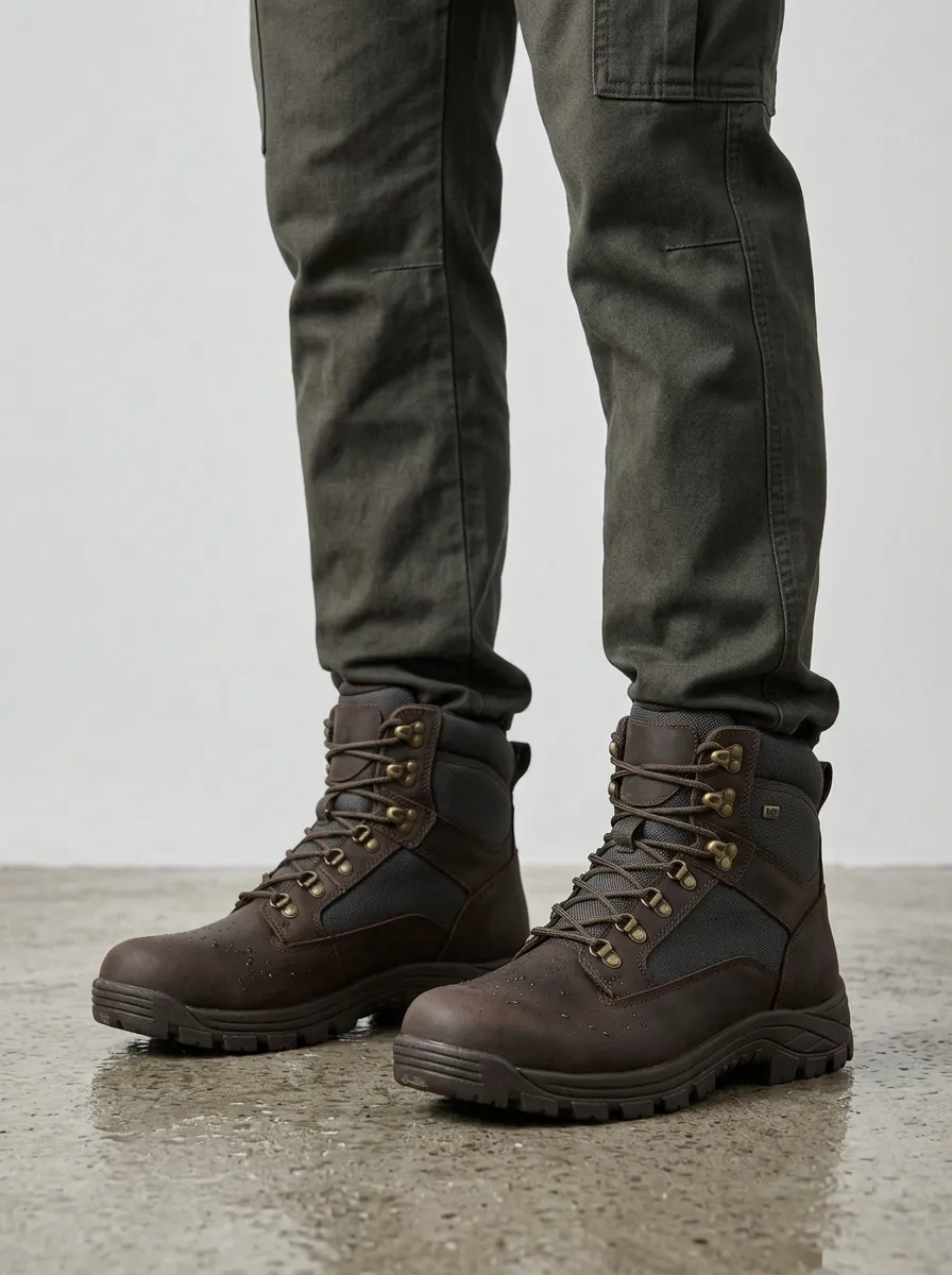 Men's Rugged Waterproof Hiking Inspired Graphic Detail Work Boots