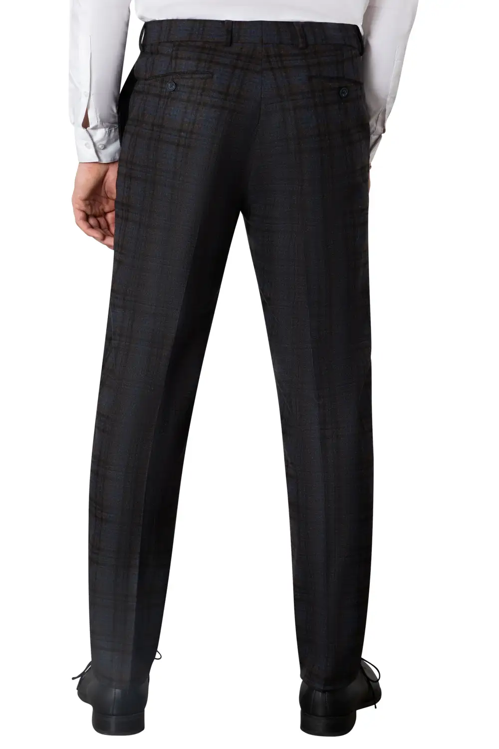 Structured Flat Front Regular Rise Traditional Fit Trousers