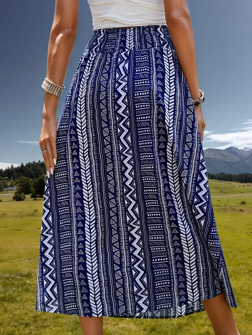 Boho Fringe Midi Skirt