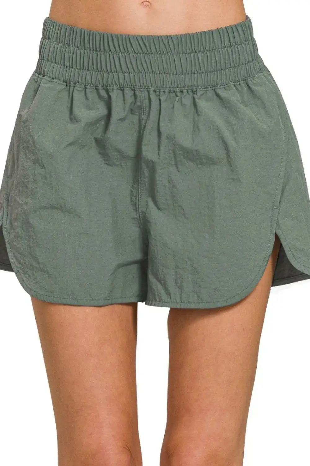 Streamlined Windbreaker Smocked Waistband Running Shorts