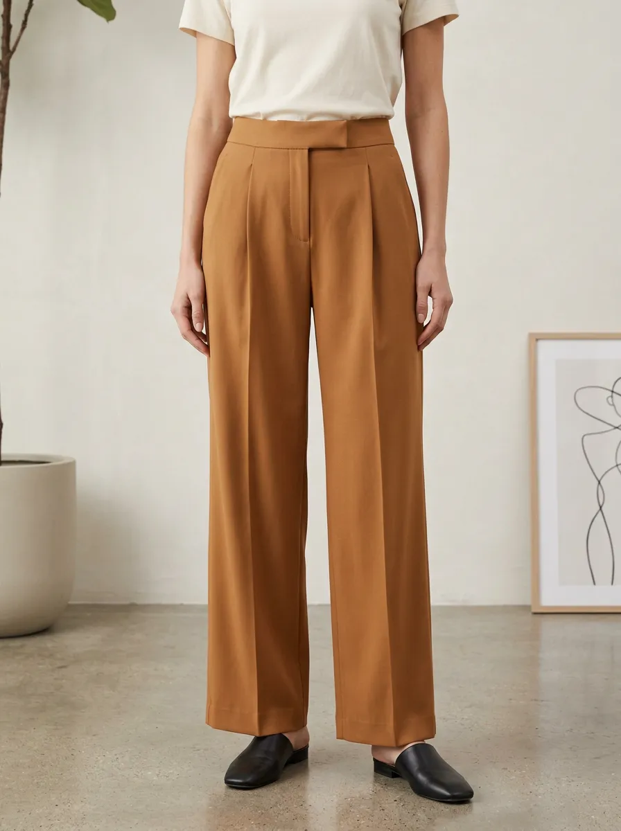 Classic Pleated High Rise Wide Leg Pants
