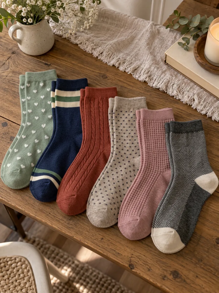 Women's Vintage Style Multi-Pattern Printed Socks Set