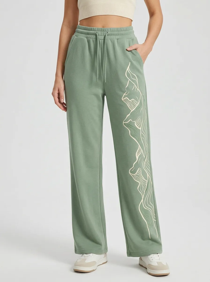 Women's Nature Mountain Line Art Graphic Sweatpants