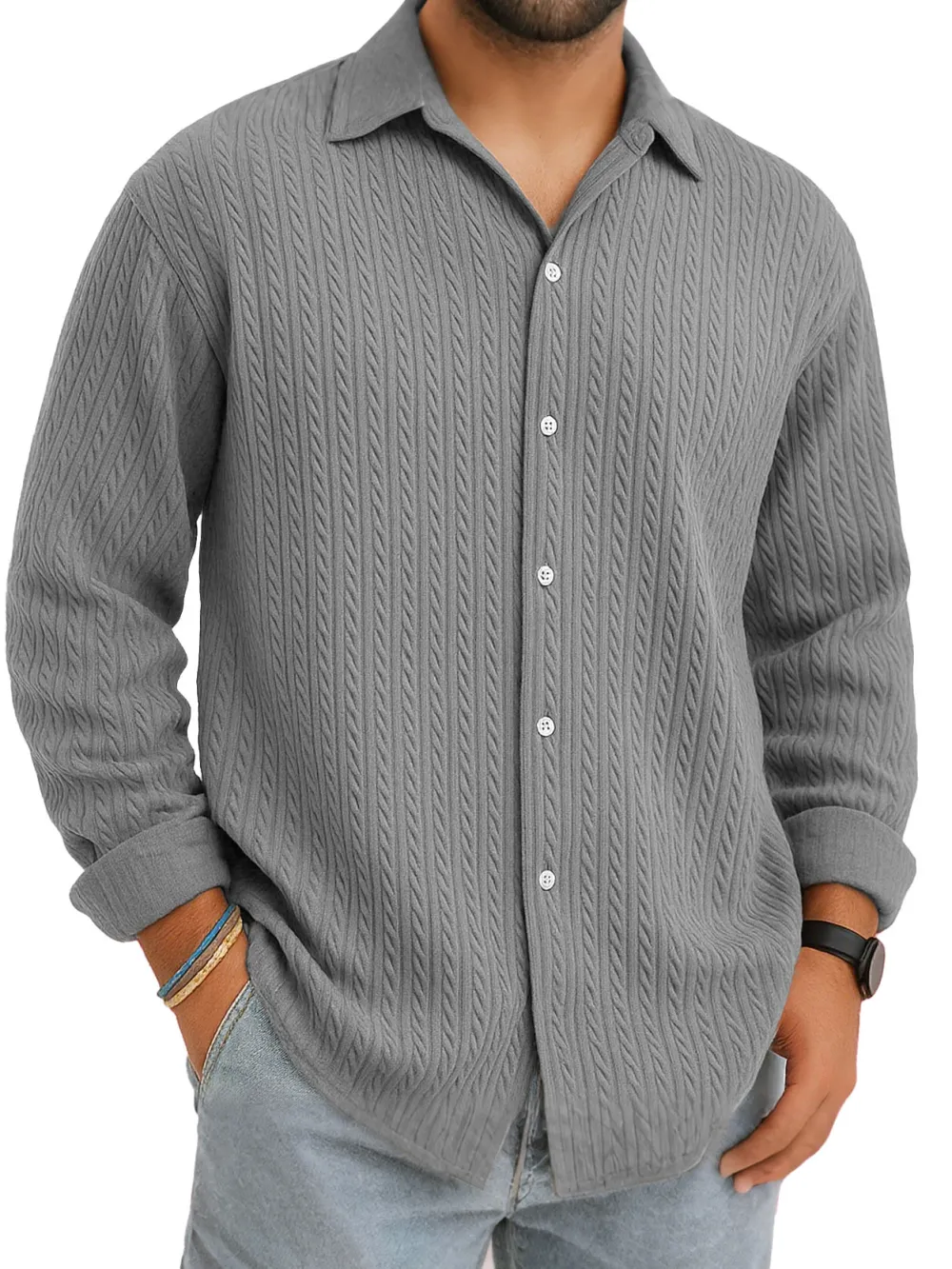 Jacquard Camp Collar Shirt