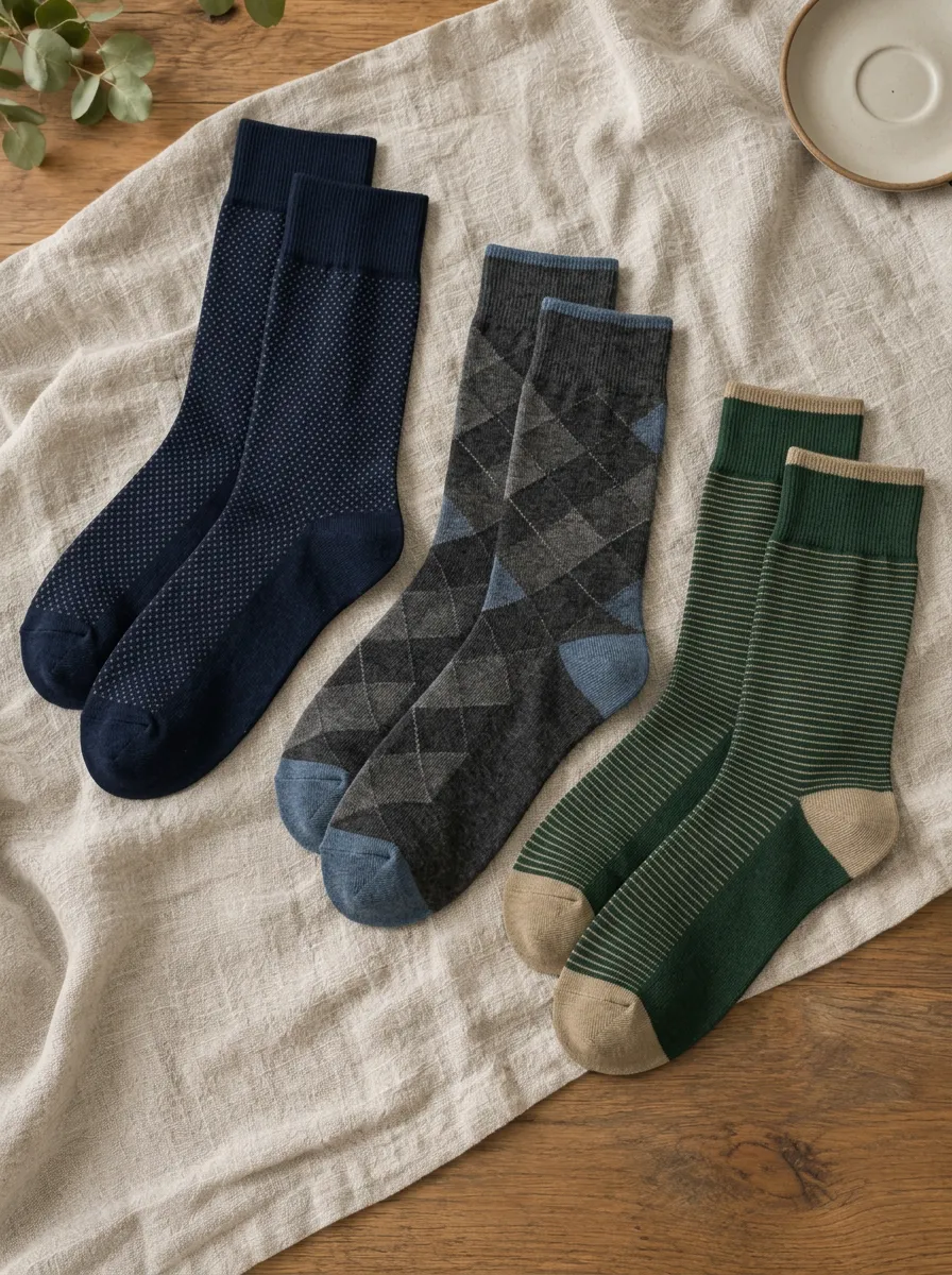 Men's Geometric Polka Dot Argyle Striped Pattern Printed Socks Set