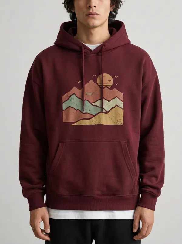 Men's Mountain Landscape Graphic Casual Hoodie
