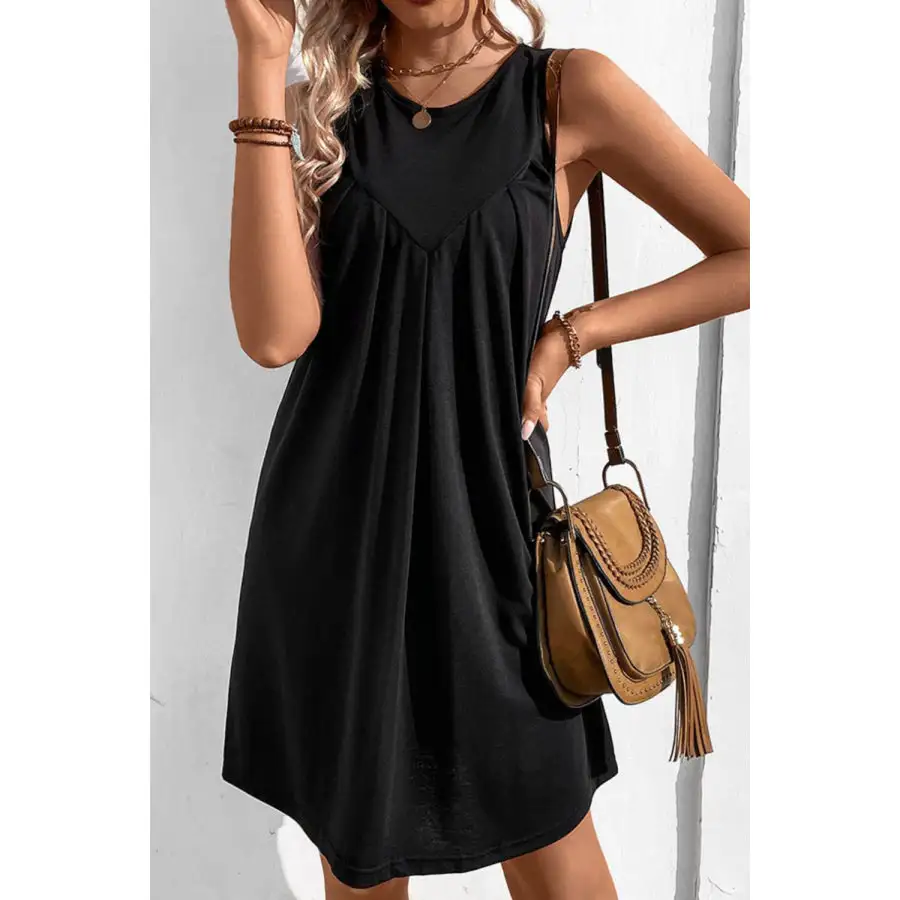 Soft Everyday Round Neck Sleeveless Mini Dress