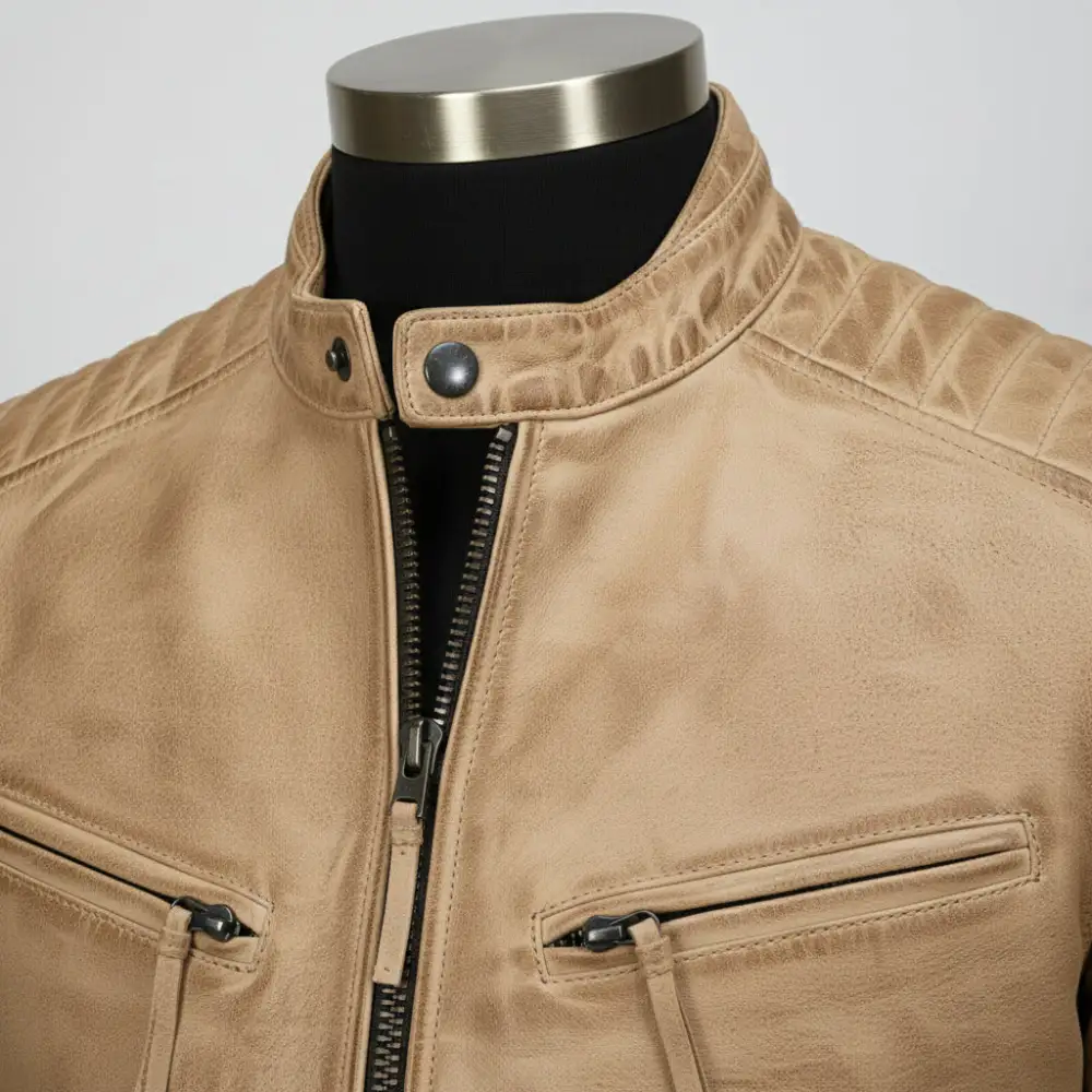 Leather Biker Motorcycle Multi Pocket Jacket