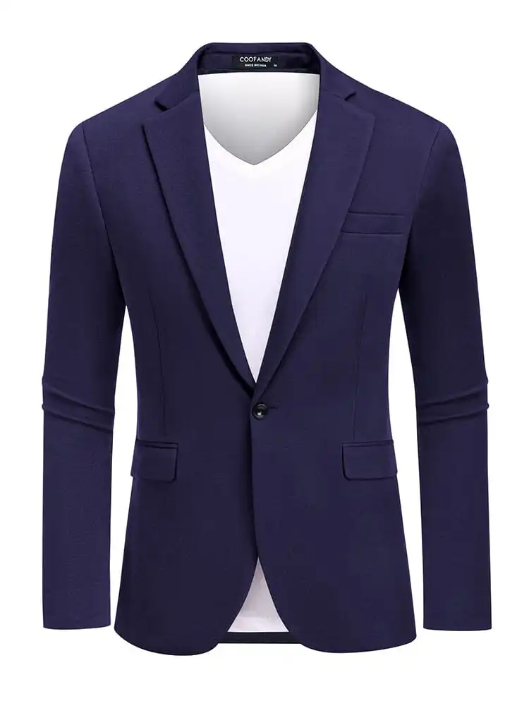 Casual One Button Knit Suit Jacket Sweater