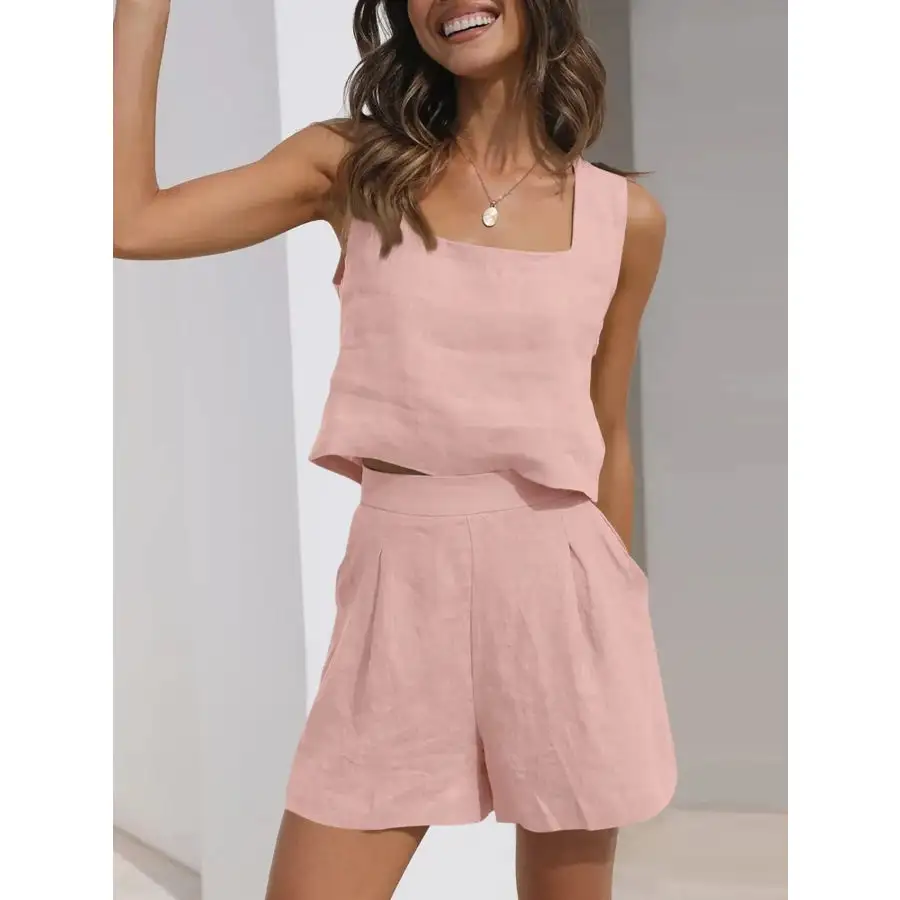 Square Neck Tank and Shorts Set