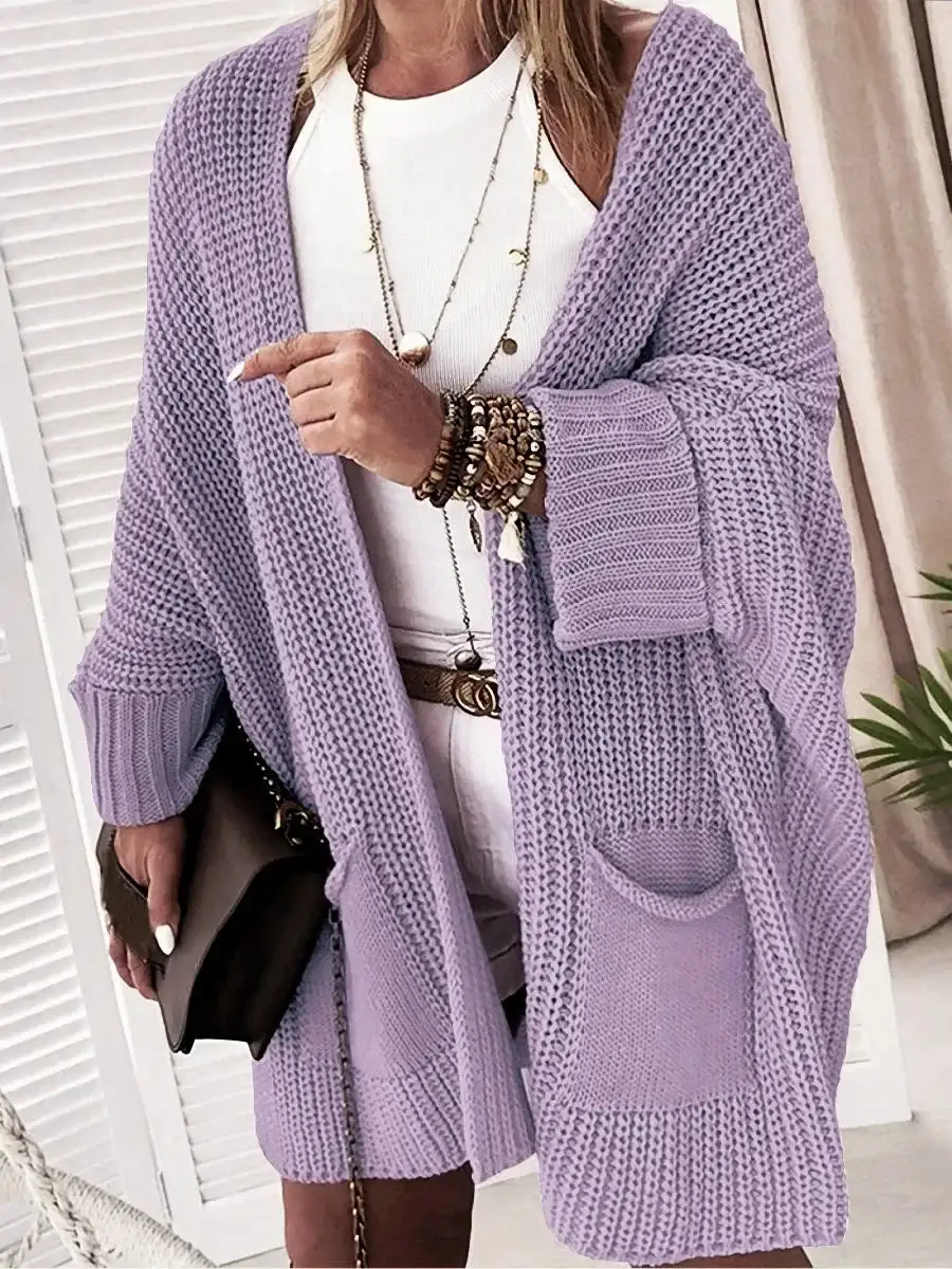 Oversized Hooded Midi-Knit Coat