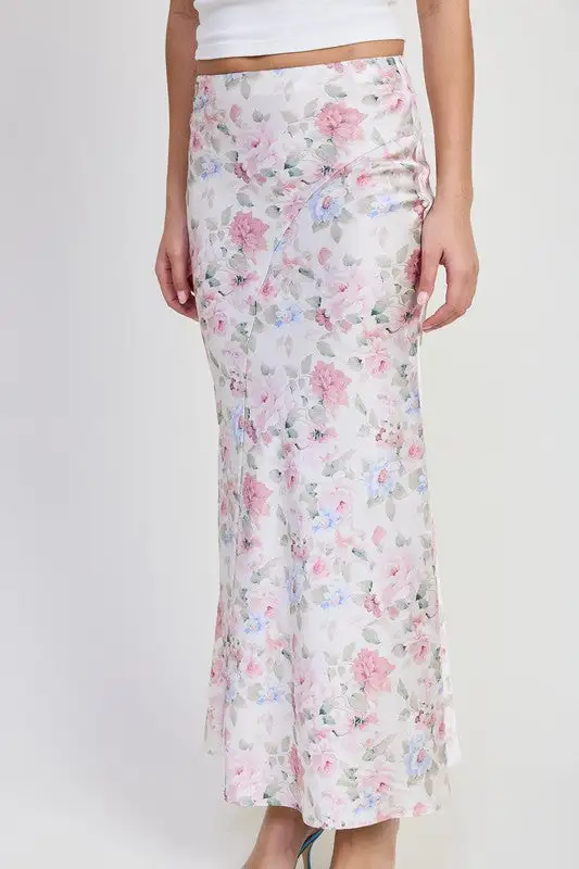 Modern Ruffle Floral Maxi Skirt