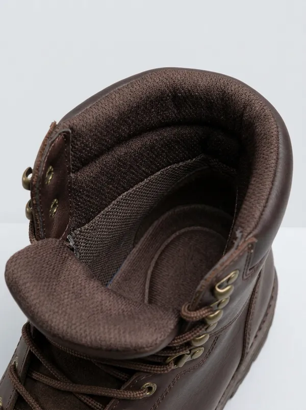 Leather-Look Lace-Up Men's Waterproof Work Boots