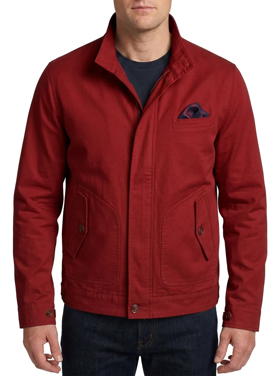 Men's Casual Minimalist Off-White Solid Cotton Jacket