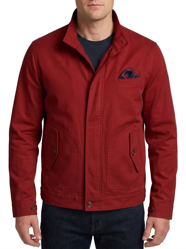 Men's Casual Minimalist Off-White Solid Cotton Jacket