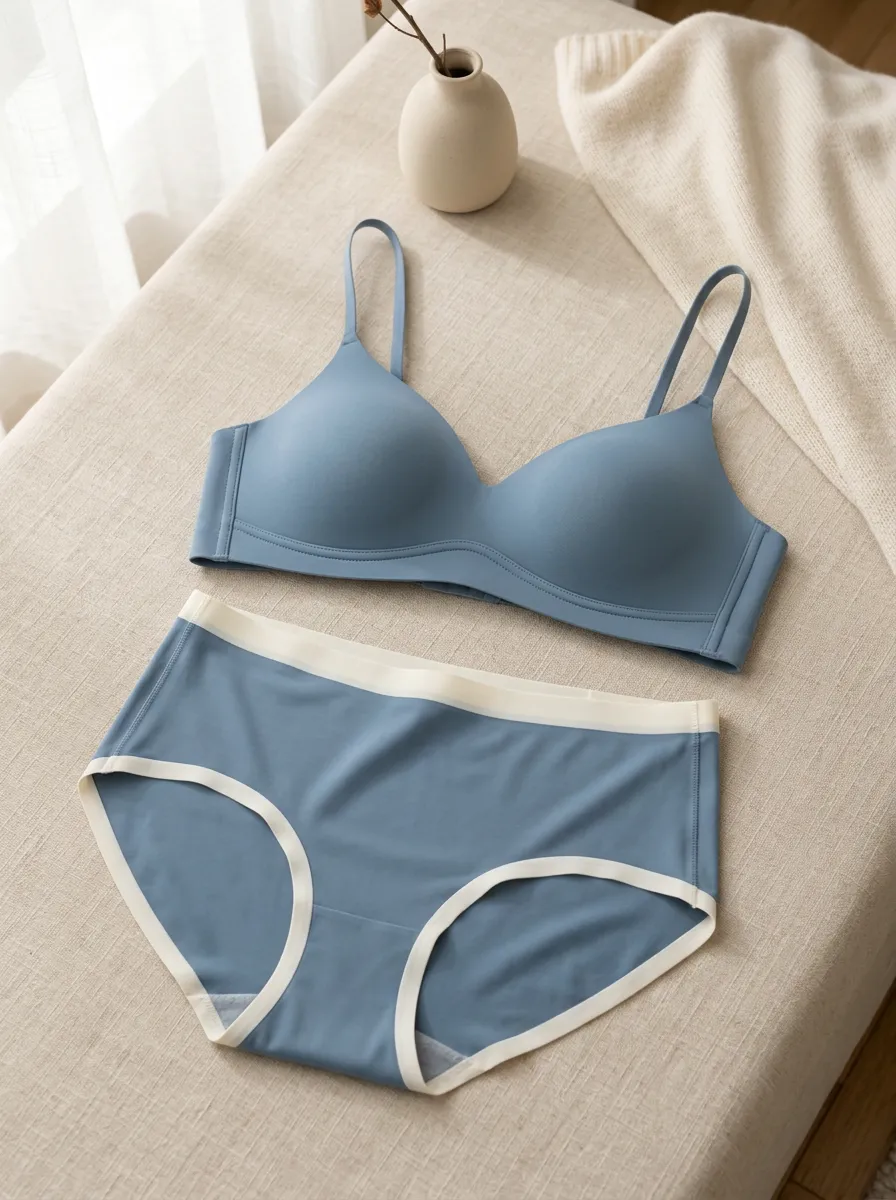 Women's Contrast Trim Seamless Dusty Lingerie Set